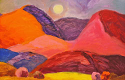 The Moon Set in Desert　30 x 40 in.　Acrylics on Canvas　
