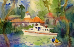 Waterfront Villa　16 x 12 in.　Watercolor on Paper　
